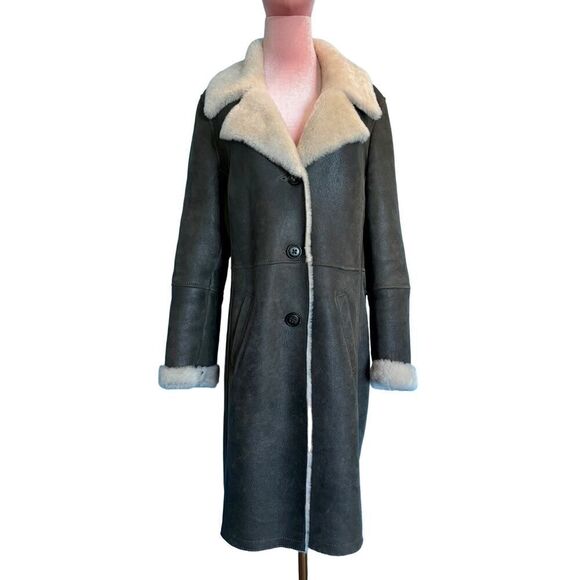 Made in Turkey Peruvian Connection Mid-Length 100% Shearling Coat Jacket Brown L - Picture 1 of 15